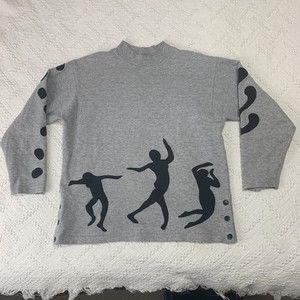 Nancy Heller Womens Dance Musical Sweater Gray Size Medium-Read